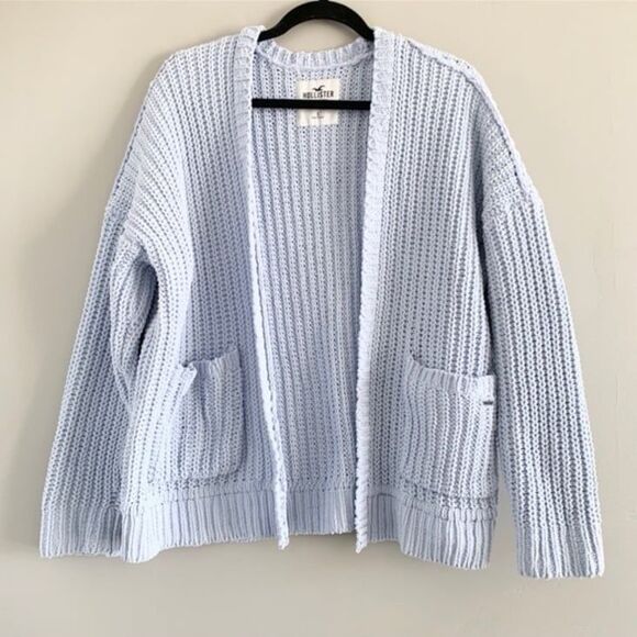 Hollister pastel periwinkle blue chenille knit oversized cardigan - Picture 1 of 5